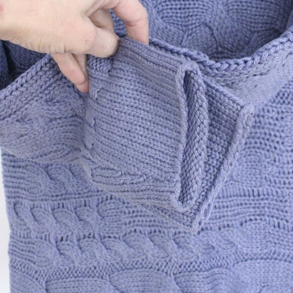 Banana Republic Wool Alpaca Blend‎ Purple Cowlneck Cable Knit Sweater Sz M - Picture 5 of 11